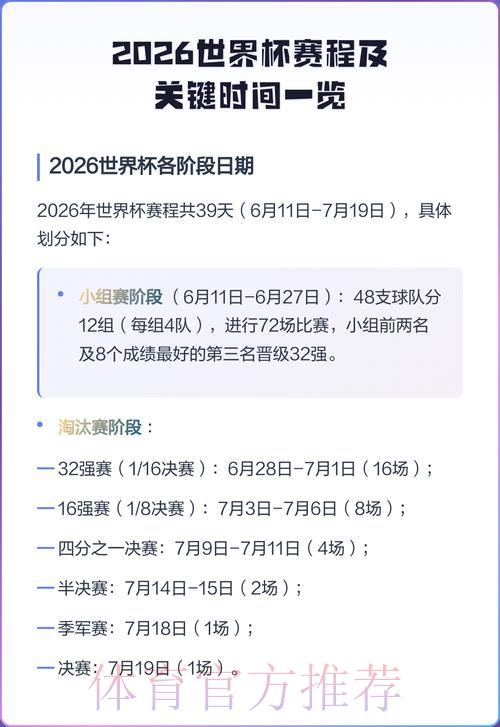2026世界杯完整赛程及赛果精彩预测